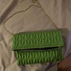 Green Quilted Chain Shoulder Bag